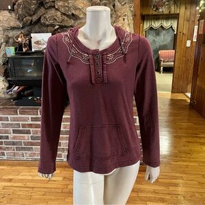 Prana Women's Maroon Embroidered Hoodie